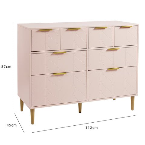 Gloria 8 Drawer Chest of Drawers - Blush Pink & Brass Effect 1 Gloria large chest of drawers - pink
