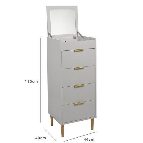 Gloria Tallboy - Grey & Brass Effect 1 Gloria grey tallboy