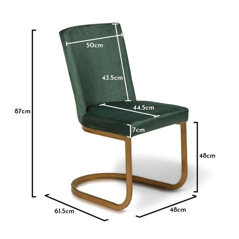 Outlet - Lola Dining Chairs - Set Of 2 - Green & Gold 1 Lola Green Dining Chair with Gold Legs