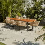 Hali 8 Seater Wooden Outdoor Dining Set with Hali Natural Chairs & Cream Lean Over Parasol - 235cm - Image 17