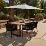 Hali 6 Seater Wooden Outdoor Dining Set with Hali Black Chairs - 235cm - Image 2