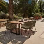 Hali 6 Seater Wooden Outdoor Dining Set with Hali Green Chairs - 175cm