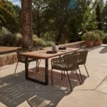 Hali 4 Seater Wooden Outdoor Dining Set with Hali Green Chairs & Grey LED Premium Parasol - 175cm - Image 2
