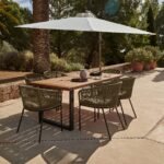 Hali 6 Seater Wooden Outdoor Dining Set with Hali Green Chairs & Cream Lean Over Parasol - 175cm