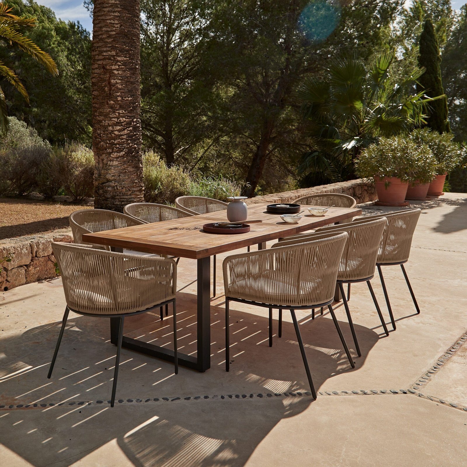 HALI_PINK_SET_1naturalcopy Hali 8 Seater Wooden Outdoor Dining Set with Hali Natural Chairs - 235cm