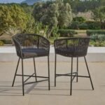 Hali Black Rope Garden Bar Stool with Cushion - Image 4