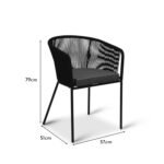 Hali Black Rope Chair with Cushions - Set of 2 - Image 14