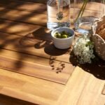 Hali 8 Seater Wooden Outdoor Dining Set with Hali Green Chairs & Grey LED Premium Cantilever Parasol - 235cm - Image 8