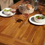 Hali 8 Seater Wooden Outdoor Dining Set with Hali Green Chairs & Grey LED Premium Cantilever Parasol - 235cm - Image 9