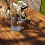 Hali 6 Seater Wooden Outdoor Dining Set with Hali Green Chairs & Grey Lean Over Parasol - 235cm - Image 13