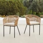Willow 6 Seater Round Wooden Garden Set with 6 Hali Natural Rope Chairs & Round Grey Parasol - Image 3