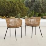 Willow 6 Seater Round Wooden Garden Set with 6 Hali Natural Rope Chairs & Round Cream Parasol - Image 4