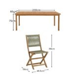 Harlyn 6 Seater Wooden Garden Dining Set with Cove Green Rope Chairs - 200cm - Image 11