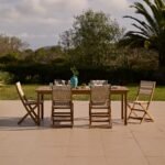 Harlyn 6 Seater Wooden Garden Dining Set with Cove Beige Chairs - 200cm - Image 2