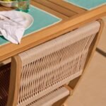 Harlyn 4 Seater Wooden Garden Dining Set with Cove Natural Chairs - 160cm - Image 4