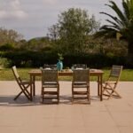 Harlyn 6 Seater Wooden Garden Dining Set with Cove Green Rope Chairs - 200cm - Image 2