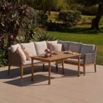 Harlyn 6 Seater Corner Sofa with Dining Table - Tawny Rattan