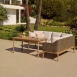 Harlyn 6 Seater Corner Sofa with Dining Table - Tawny Rattan - Image 2