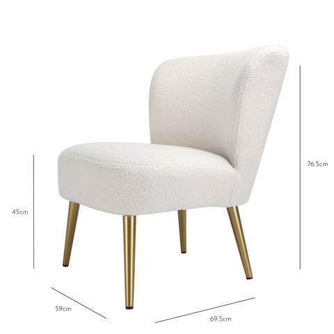 Hattie Accent Chair - Cream Boucle with Gold Legs 1 Hattie Accent Chair - Cream Boucle with Gold Legs