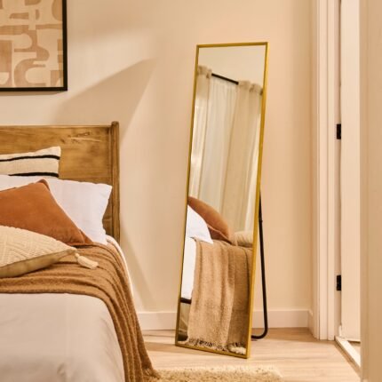Hensall 150x40cm Metal Free Standing  Mirror - Gold