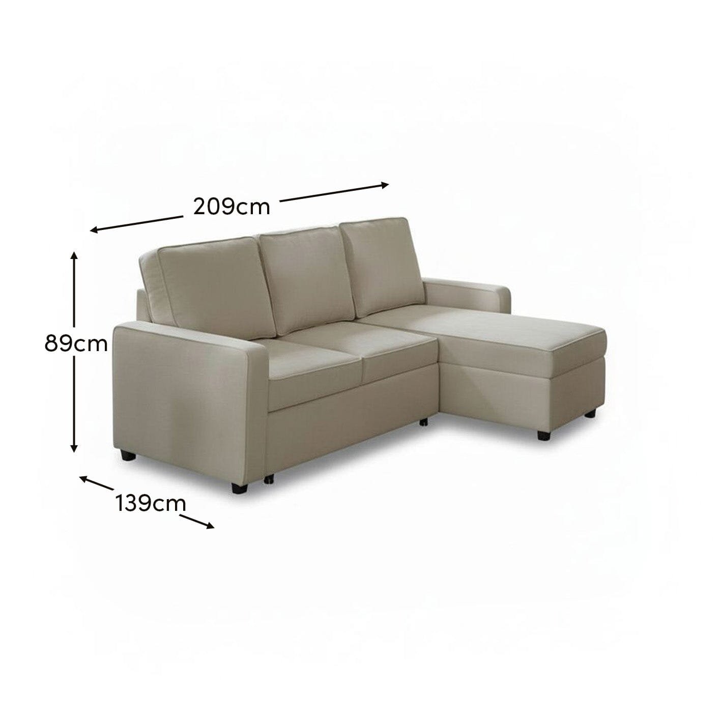 Hugo Corner Sofa Bed with Storage - White - Image 10