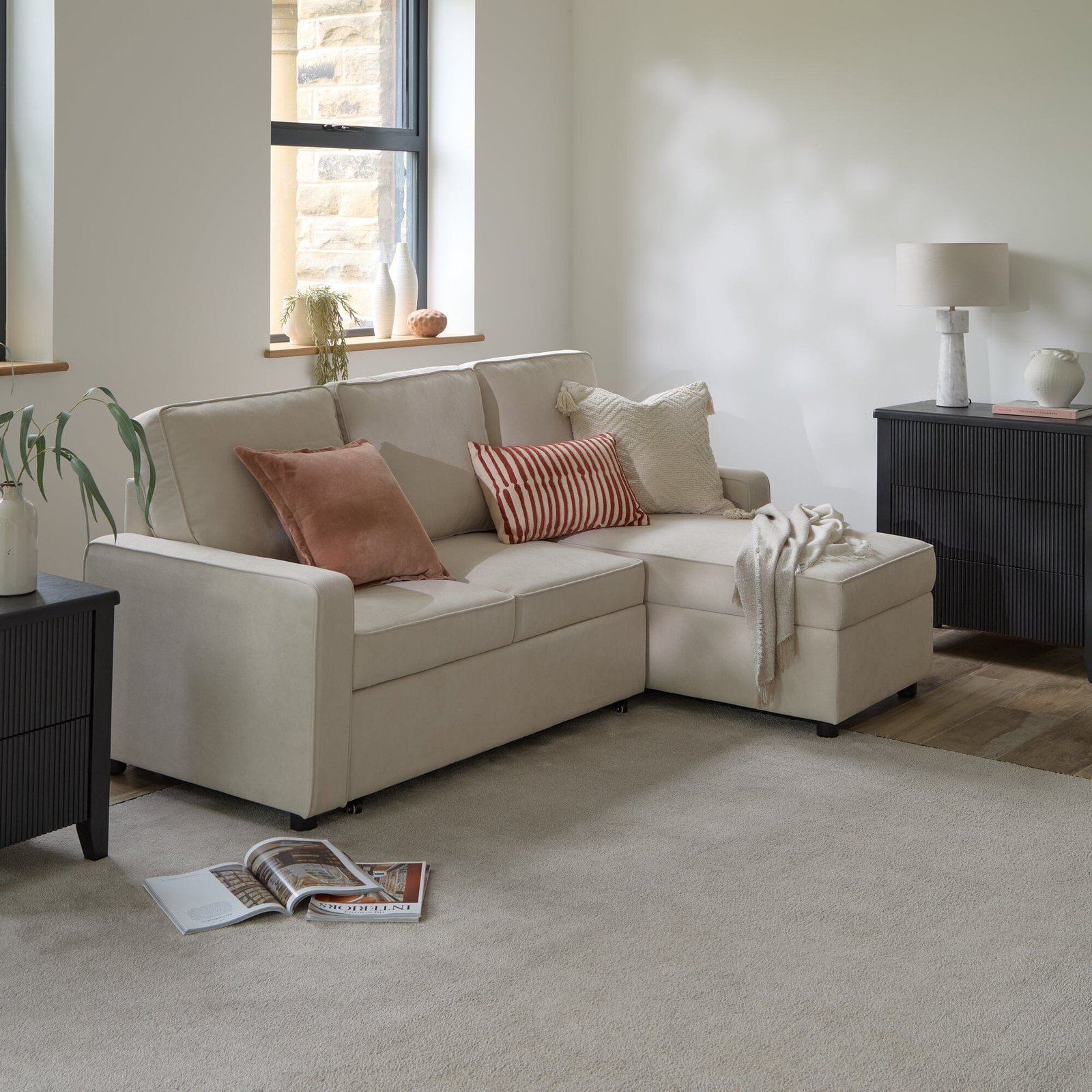 Hugo Corner Sofa Bed with Storage - White - Image 6