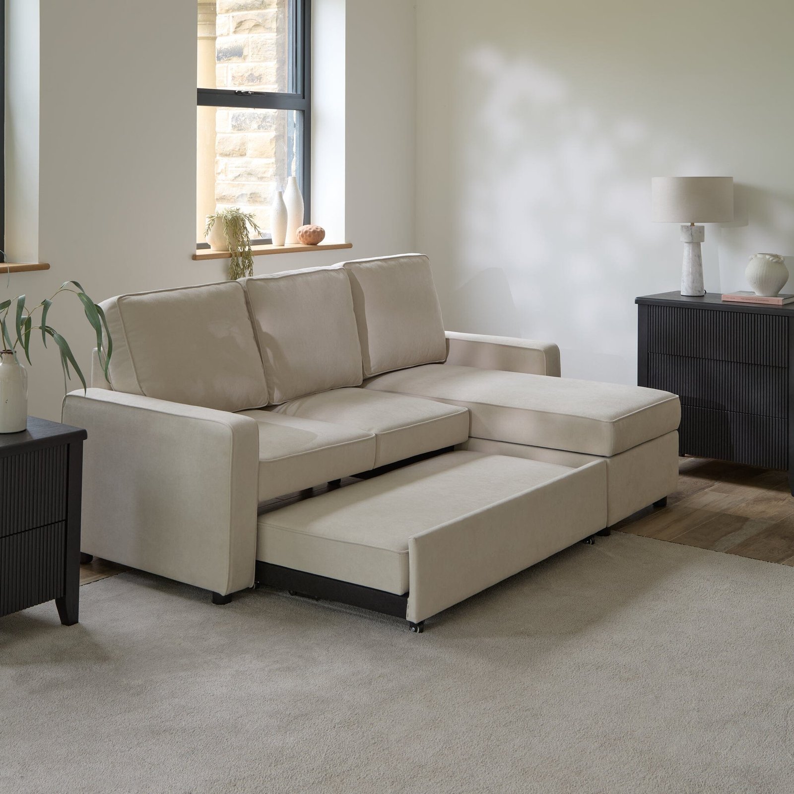 Hugo Corner Sofa Bed with Storage - White - Image 8