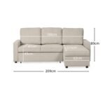 Hugo Corner Sofa Bed with Storage - Taupe   - Image 13