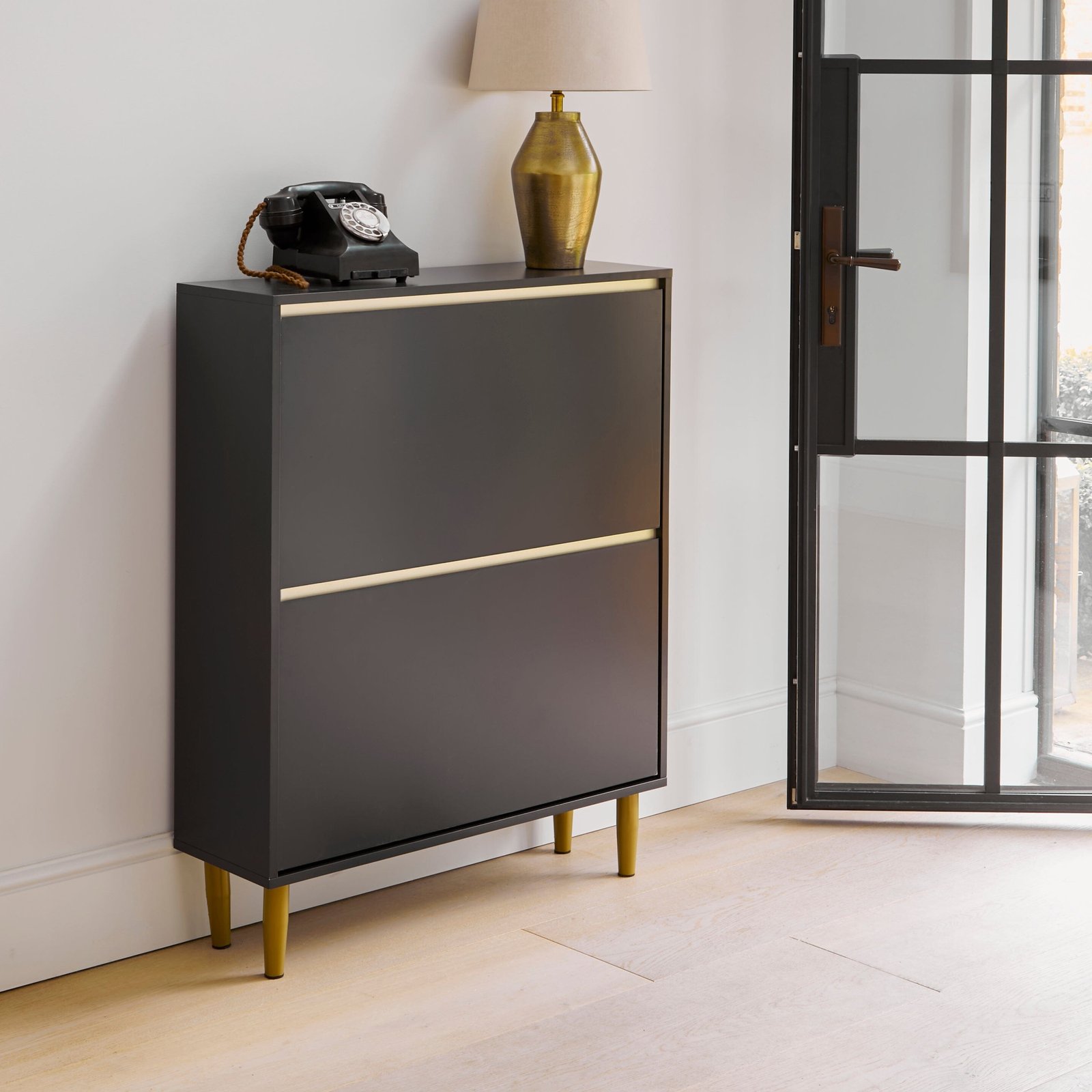 ILLINA_CHARCOAL_2_DOOR_SHOE_CUPBOARD_002copy Iliana Shoe Cabinet - 2 Door - Charcoal Grey
