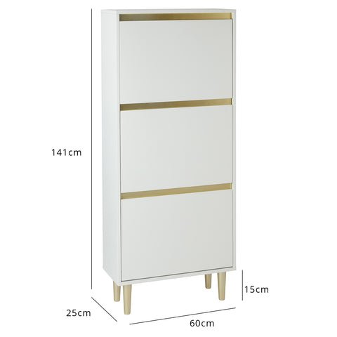 Iliana 3 door shoe cabinet white
