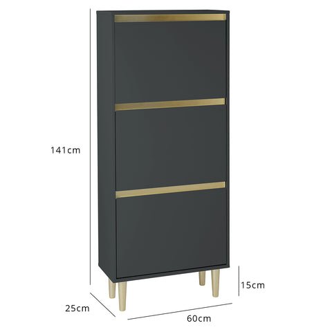 Iliana 3 door shoe cabinet grey