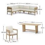 Imani 8 Seater Wooden Garden Corner Sofa Set with Coffee Table & 2 Imani Dining Chairs - Image 12