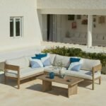 Imani 6 Seater Wooden Garden Corner Sofa with Coffee Table - Image 2