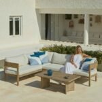 Imani 6 Seater Wooden Garden Corner Sofa with Coffee Table