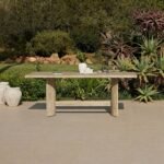 Imani 6 Seater Wooden Garden Dining Table - Light Brush Acacia - Image 6