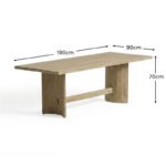 Imani 6 Seater Wooden Garden Dining Table - Light Brush Acacia - Image 10