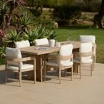 Imani 6 Seater Wooden Garden Dining Table - Light Brush Acacia - Image 5