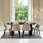 Imogen 190cm Jet Black Mango Wood  Wooden Rectangular Dining Table Set - 6 Seater - Freya Sand Dining Chairs - Black Legs - Image 7