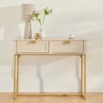 Ines 2 Drawer Console Table - Taupe & Gold