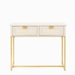Ines 2 Drawer Console Table - Taupe & Gold - Image 9