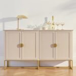 Ines 4 Door Large Sideboard -  Taupe & Gold - Image 9