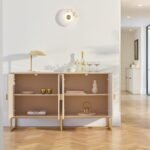 Ines 4 Door Large Sideboard -  Taupe & Gold - Image 10