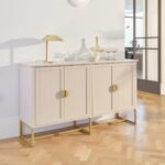 Ines 4 Door Large Sideboard -  Taupe & Gold