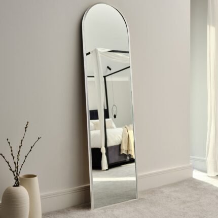 Outlet - Ingham 140x40Cm Metal Arch Mirror - Silver