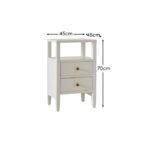 Outlet - Ivy 2 Drawer Bedside Table - Ivory White - Image 9
