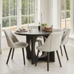 Jade 4 Seater Black Dining Table Set - Freya Sand Dining Chairs with Black Legs