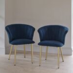 Outlet - Cleo Dining Chair Set of 2 - Ink with Gold Legs