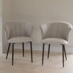 Outlet - Cleo Dining Chairs - Set of 2 - Soft Beige with Black Legs