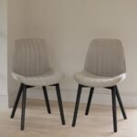 Amelia Black Extending Dining Table Set - 6 Seater - Bella Beige Dining Chairs - Black Legs - Image 2