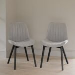 Amelia Whitewash Extendable Dining Table Set - 6 Seater - Bella Cloud Grey Dining Chairs - Black Legs - Image 3